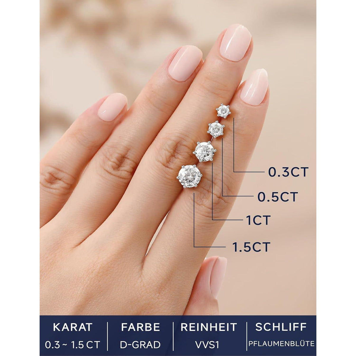 Moissanit Ohrstecker Silber 925 Damen – 3 Karat Stecker Ohrringe