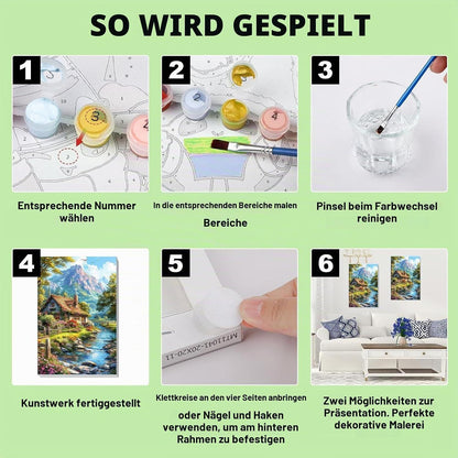Malen nach Zahlen Landschaft mit Rahmen für Erwachsene