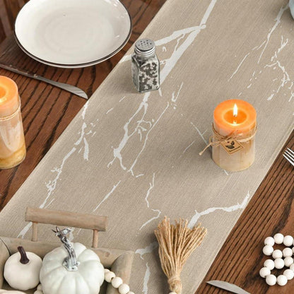 Moderner Tischläufer 40x200 cm Beige Creme Gold Marmor Optik