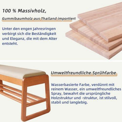 Schuhbank mit Klappdeckel & Stauraum – Holz, 60cm, Kirschholz