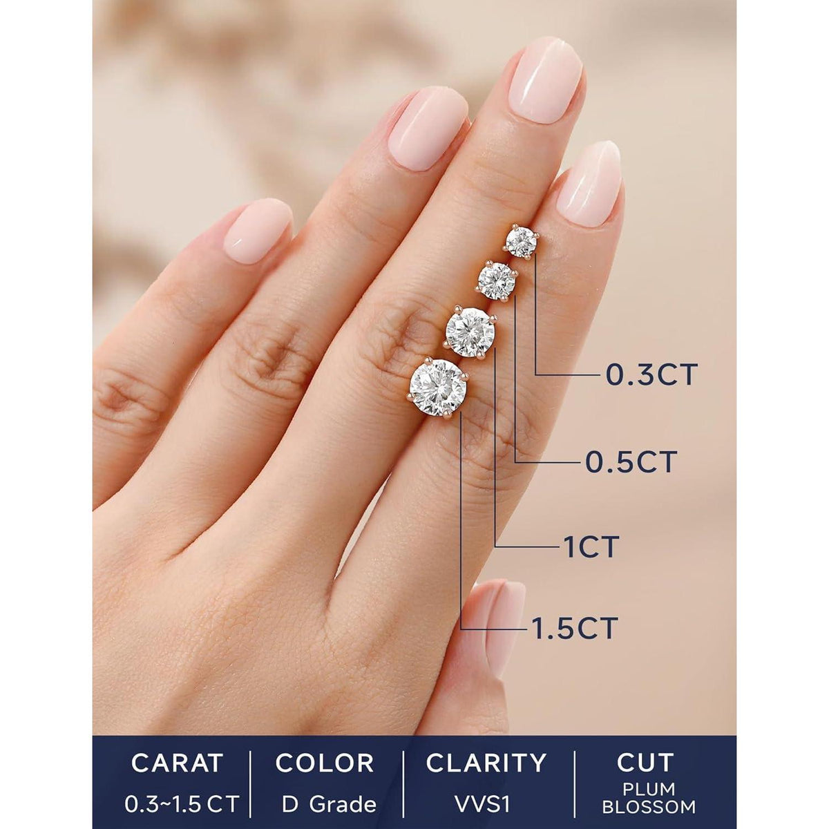 Moissanit Ohrstecker 585 Gold Rosegold Damen Schmuck 0,6 Karat