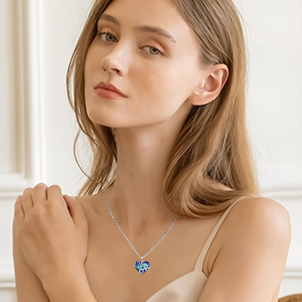 925 Sterling Silber Stethoskop Halskette mit blauem Kristall