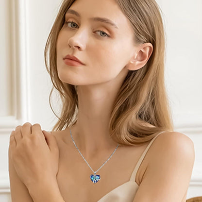 925 Sterling Silber Stethoskop Halskette mit blauem Kristall