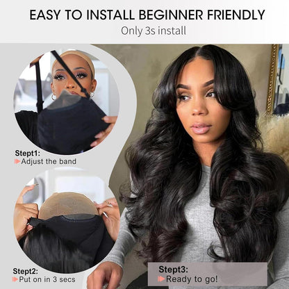 Echthaar Perücke mit Pony – Loose Body Wave, 22 Zoll