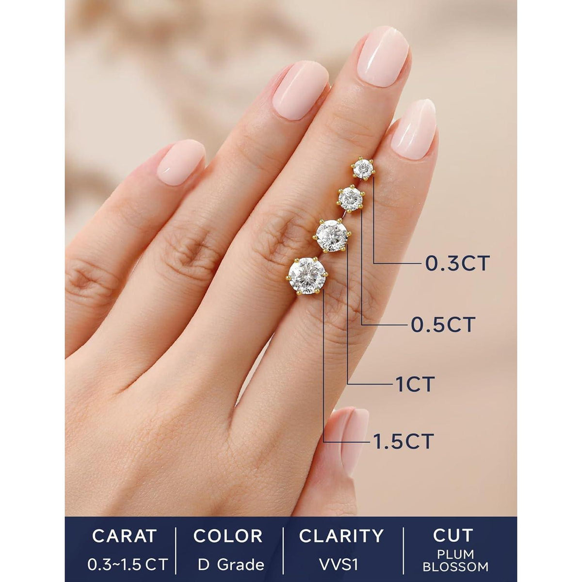 Moissanit Ohrstecker Gold 585 – 3 Karat Damen Ohrringe