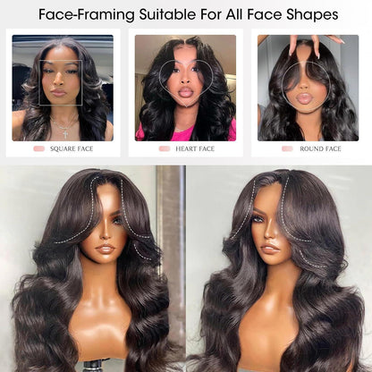 Echthaar Perücke mit Pony – Loose Body Wave, 40cm