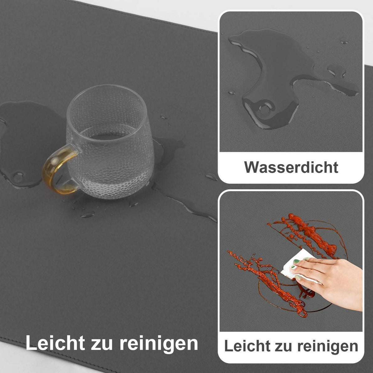 Schreibtischunterlage PU-Leder 60x35cm Dunkelgrau