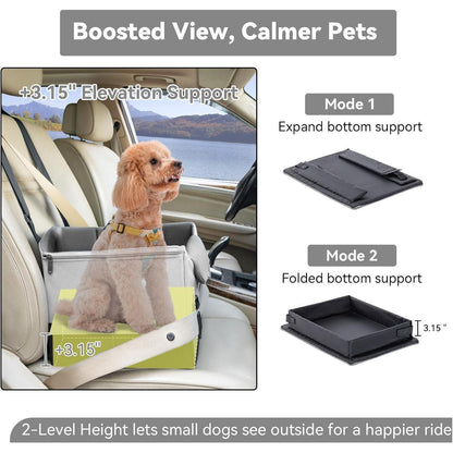 Hundeautositz für kleine Hunde mit Gurtbefestigung & Fleece