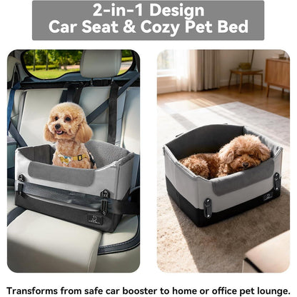 Hundeautositz für kleine Hunde mit Gurtbefestigung & Fleece