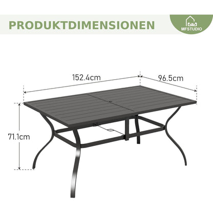 Gartenmöbel Set mit Metalltisch und stapelbaren Stühlen