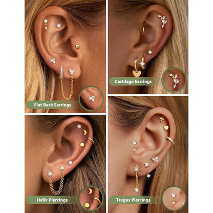 Helix Piercing Set 21tlg. Chirurgenstahl Ohrringe Damen