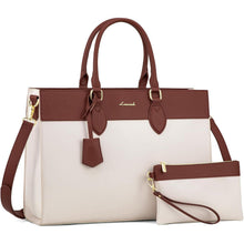 Laptoptasche Damen 15,6 Zoll mit Handgelenktasche, wasserdicht, beige+braun