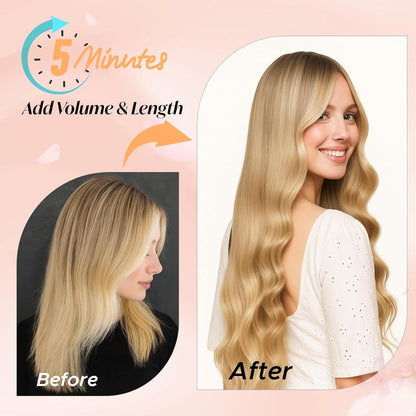Echthaar Clip-Ins Platinblond 45cm - Remy Haarverlängerung