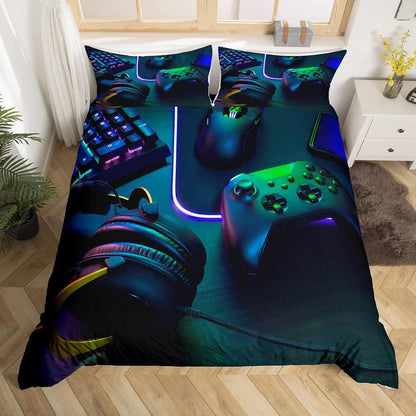 Gamer Kinder Bettwäsche Set 135x200 Schwarz Grün Gaming