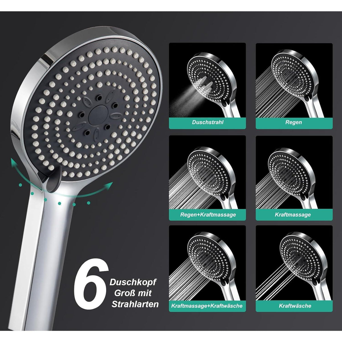 Regendusche Duschsystem Chrome, Höhenverstellbar & Handbrause