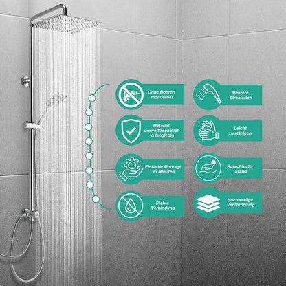 Eckige Regendusche 30x30cm Edelstahl Duschsystem höhenverstellbar
