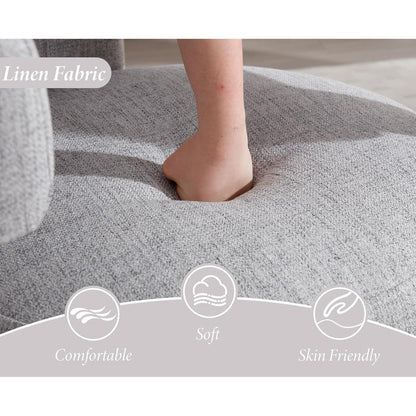 Leinen Loungesessel Grau – Bequemer Relaxsessel mit Holzrahmen