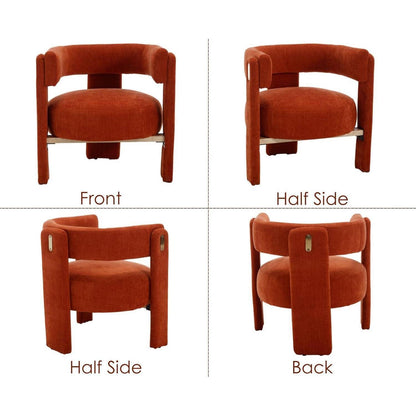 Chenille Loungesessel Orange – Bequemer Sessel mit Holzrahmen
