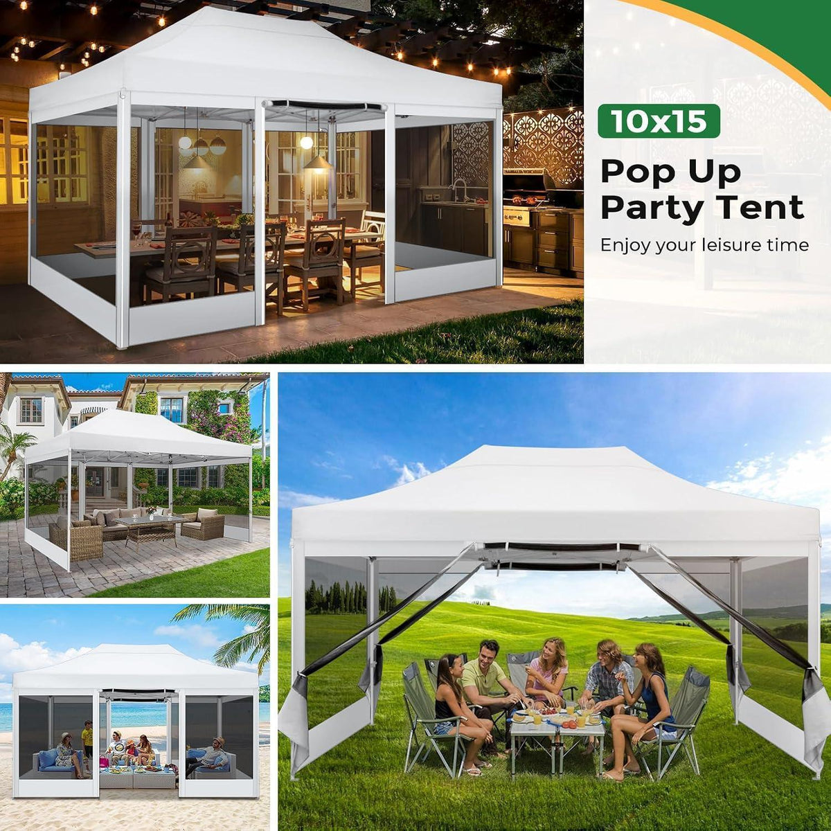 Faltpavillon 3x4,5m – Wasserdicht, Stabil & Mit Moskitonetz