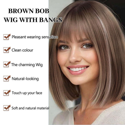 Ombre Blond Bob Perücke mit Pony – Schulterlang & Natürlich