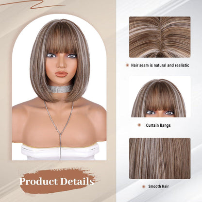 Ombre Blond Bob Perücke mit Pony – Schulterlang & Natürlich