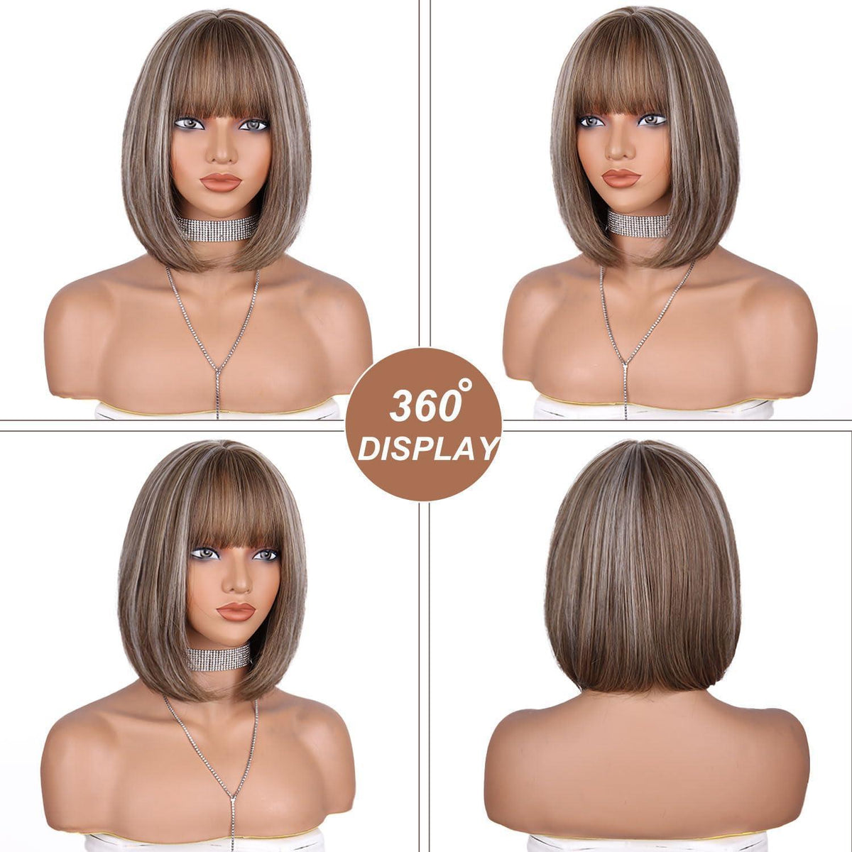 Ombre Blond Bob Perücke mit Pony – Schulterlang & Natürlich