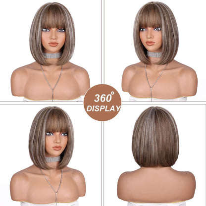 Ombre Blond Bob Perücke mit Pony – Schulterlang & Natürlich