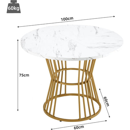 Runder Esstisch Set (5-teilig) | Weiß & Grün | Modernes Esszimmer Set