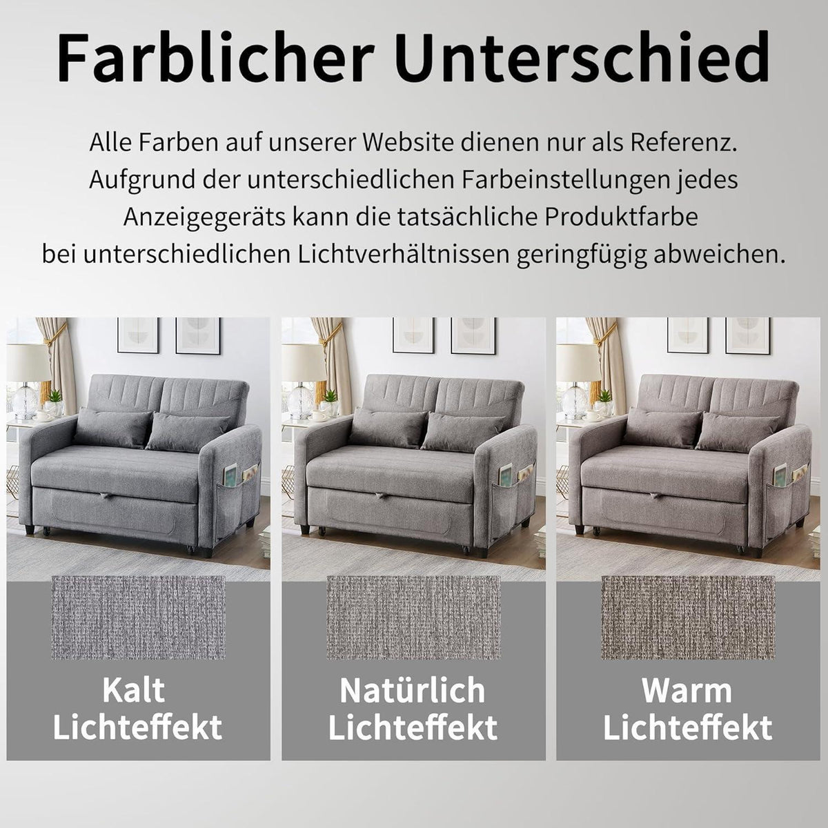 Zweisitzer Schlafsessel mit Bettkasten & Verstelllehne, Grau