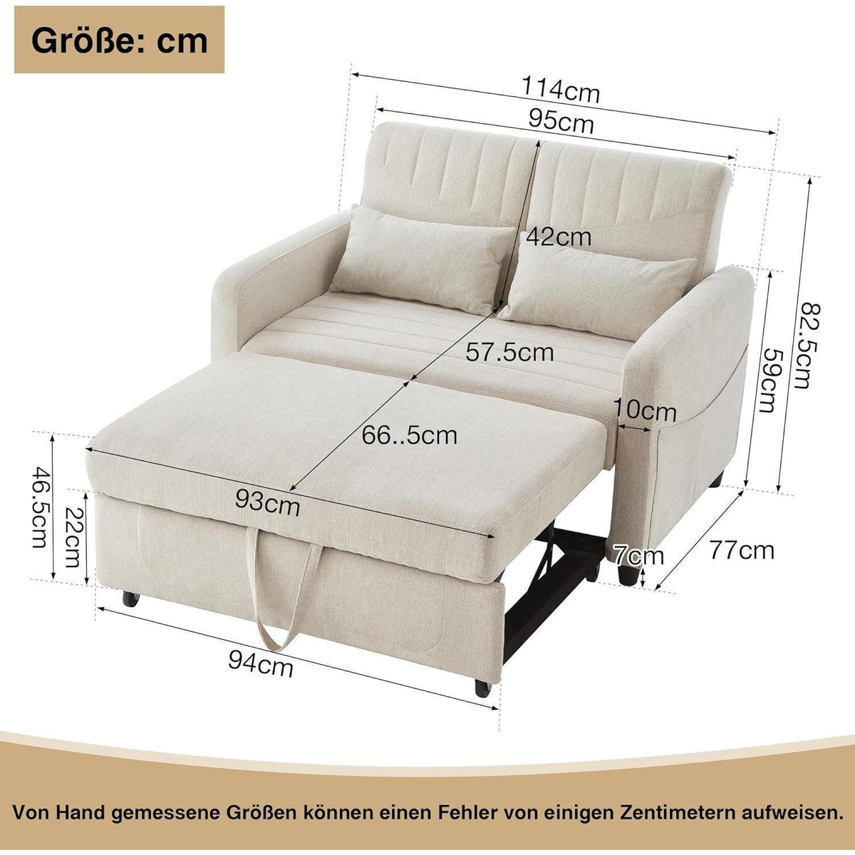 Schlafcouch Zweisitzer mit Bettkasten, Beige