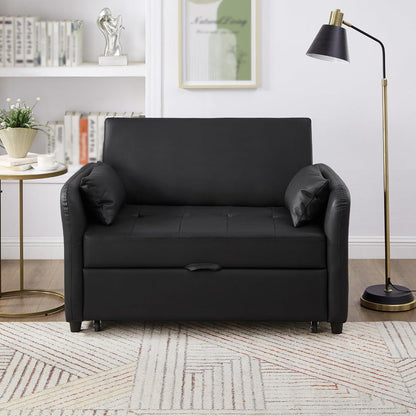 Klappsofa mit Bettkasten & Verstellbarer Rückenlehne Schwarz