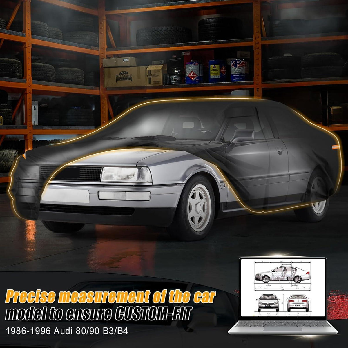 Wasserdichte Autoabdeckung für Audi 80/90 B3/B4 (1986-1996)