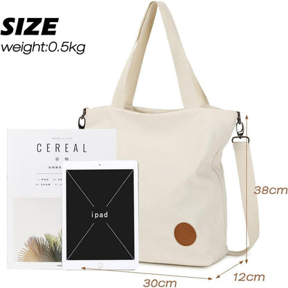 Damen Canvas Handtasche mit Leopard Muster, Groß & Multifunktional