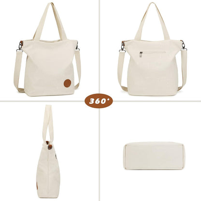 Damen Canvas Handtasche mit Leopard Muster, Groß & Multifunktional
