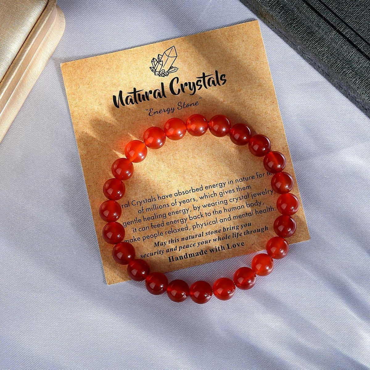 Roter Achat Armband Naturstein Schmuckstein Perlenarmband Damen Herren