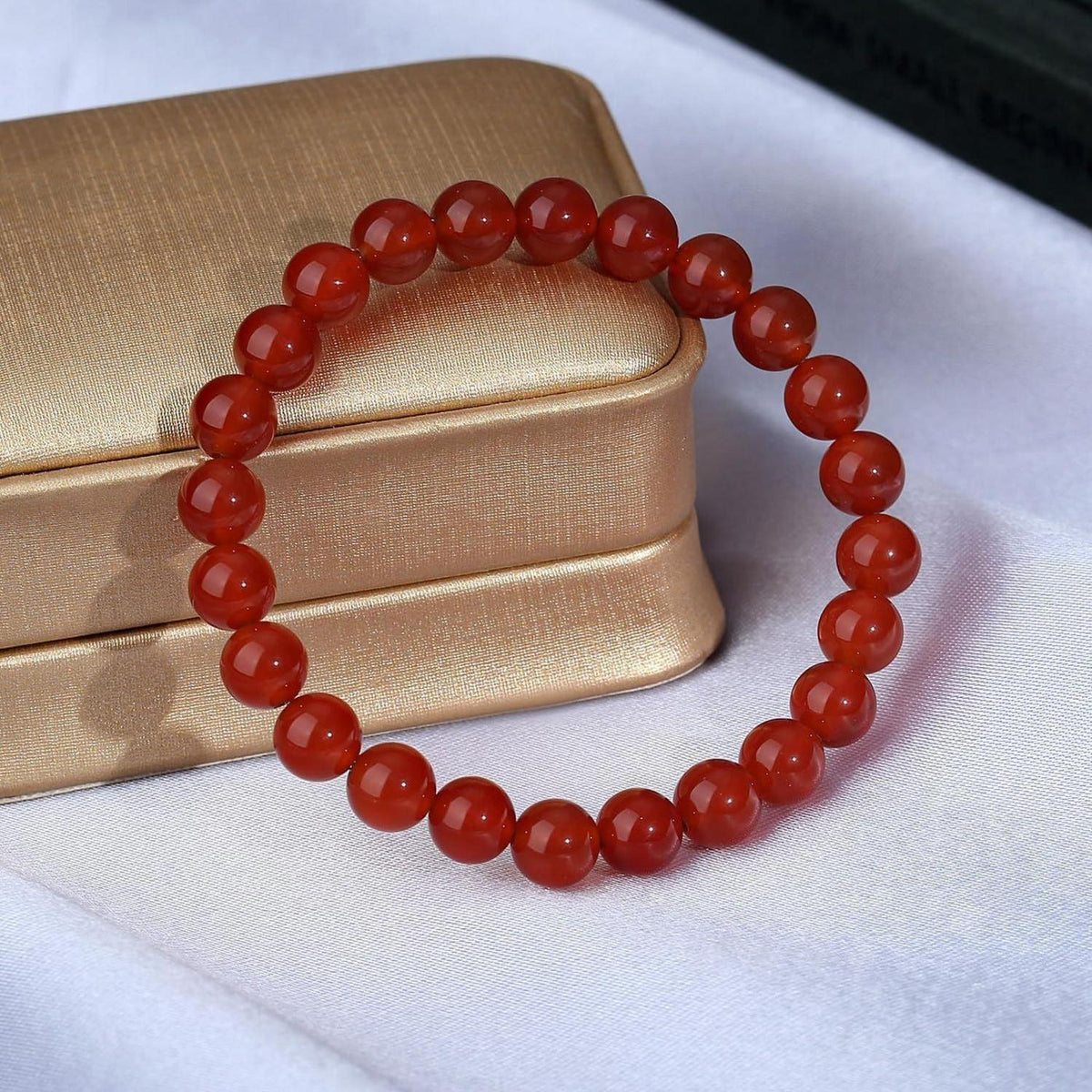 Roter Achat Armband Naturstein Schmuckstein Perlenarmband Damen Herren