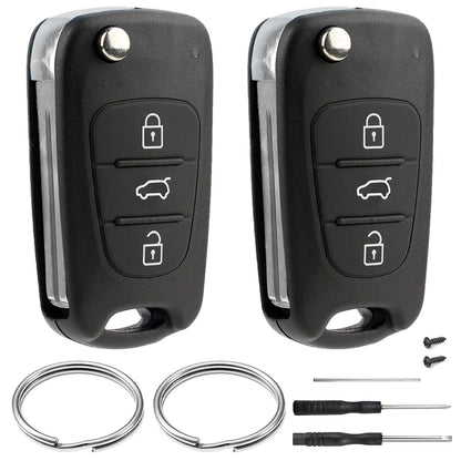 2x Schlüsselgehäuse für Hyundai/Kia 3-Tasten Klappschlüssel