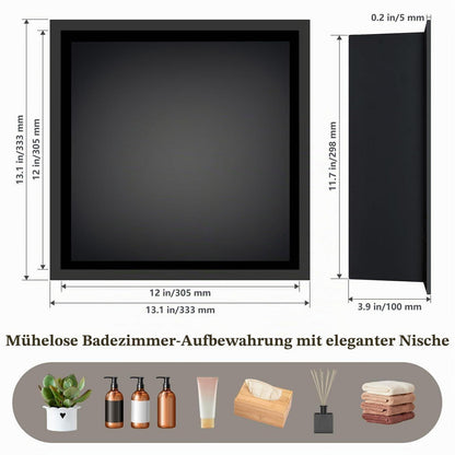 Eingebettete Duschnische Schwarz Matt 30x30x10cm Edelstahl