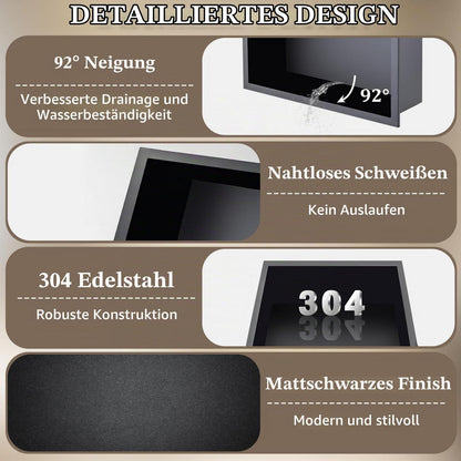 Edelstahl Duschnische Schwarz – Wandnische 45x30x10cm