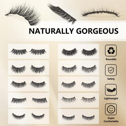 Magnetische Wimpern Set mit Eyeliner & Pinzette – 10 Paar 3D Lashes