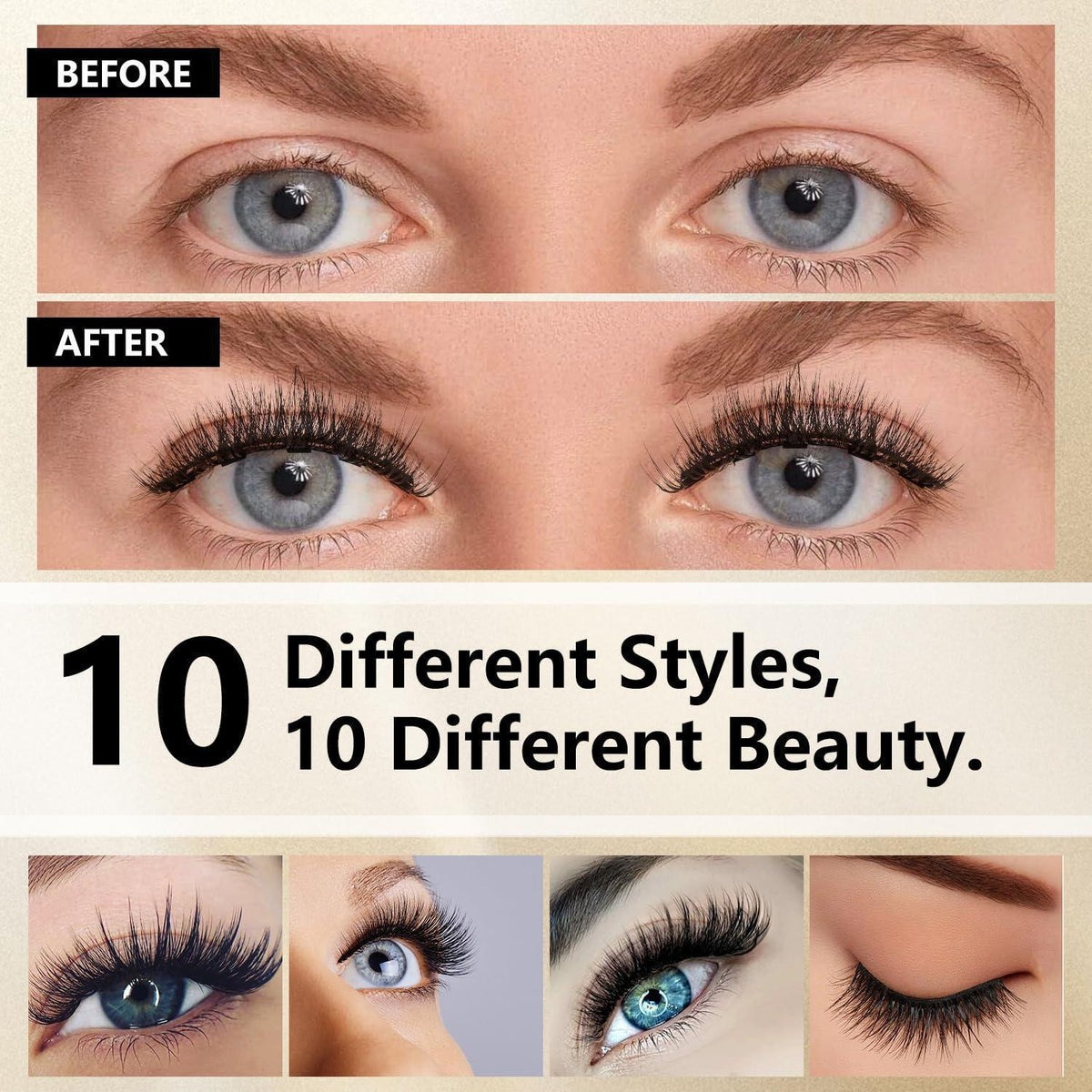 Magnetische Wimpern Set mit Eyeliner & Pinzette – 10 Paar 3D Lashes