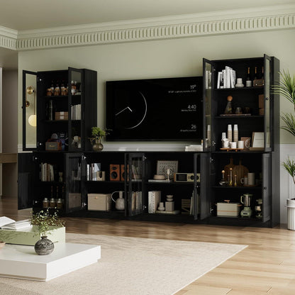 Großer TV-Schrank mit Bücherregal & Glastüren – 280cm Long