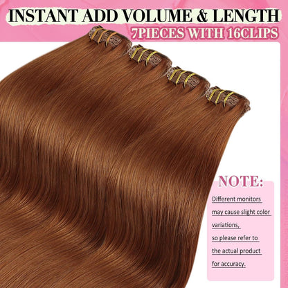 Rotbraune Echthaar Clip-in Extensions 60cm – Volumenspendend & Stylingfähig