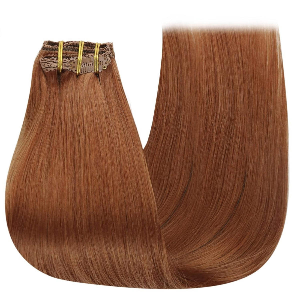 Rotbraune Echthaar Clip-in Extensions 60cm – Volumenspendend & Stylingfähig