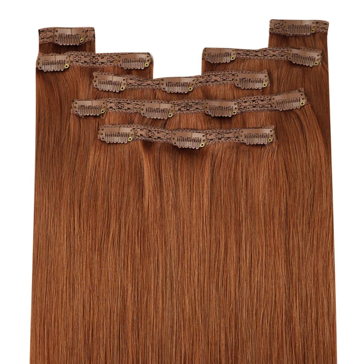 Clip-in Echthaarverlängerung rotbraun, 45 cm, 120g