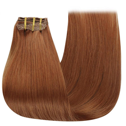Clip-in Echthaarverlängerung rotbraun, 45 cm, 120g