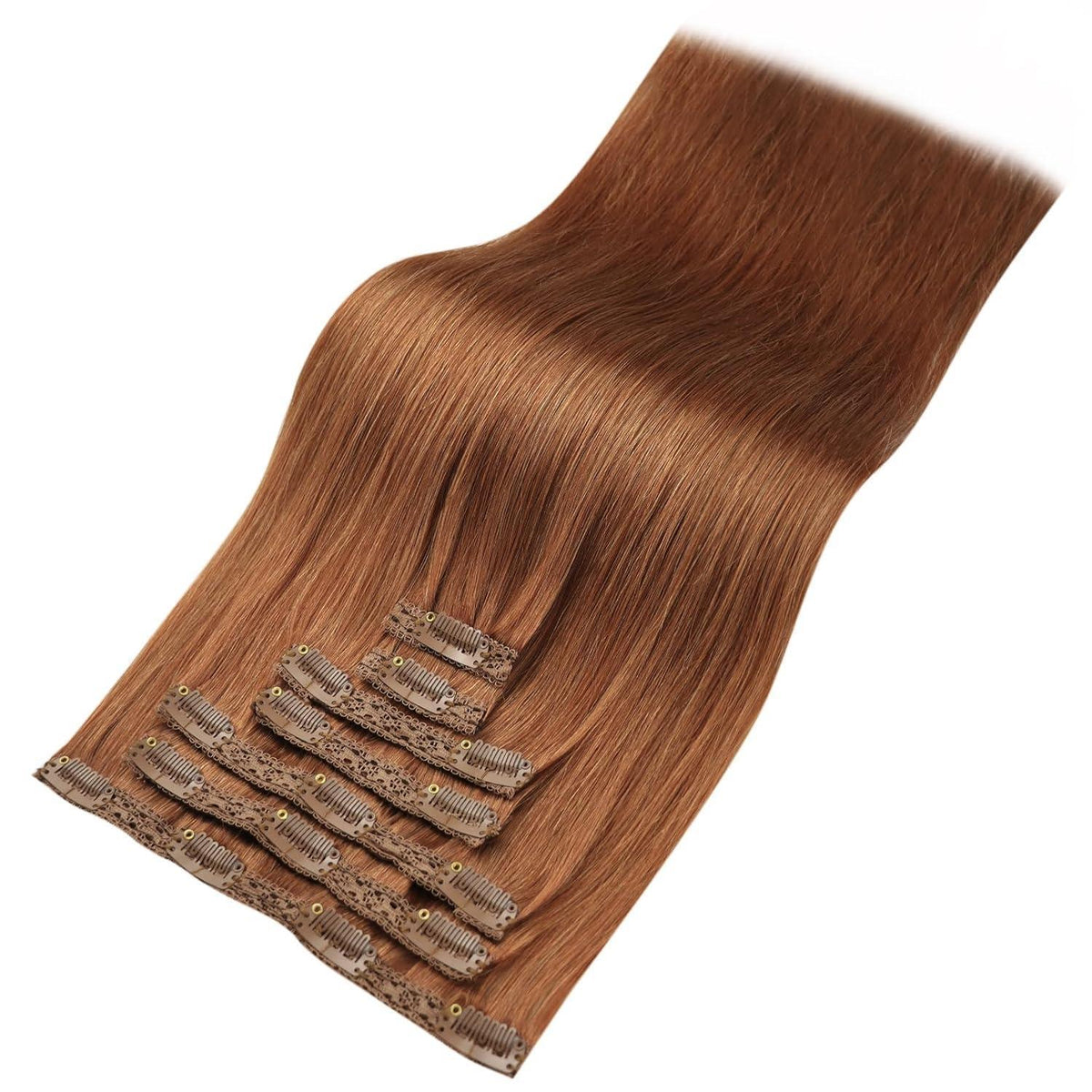 Clip-in Echthaarverlängerung rotbraun, 45 cm, 120g
