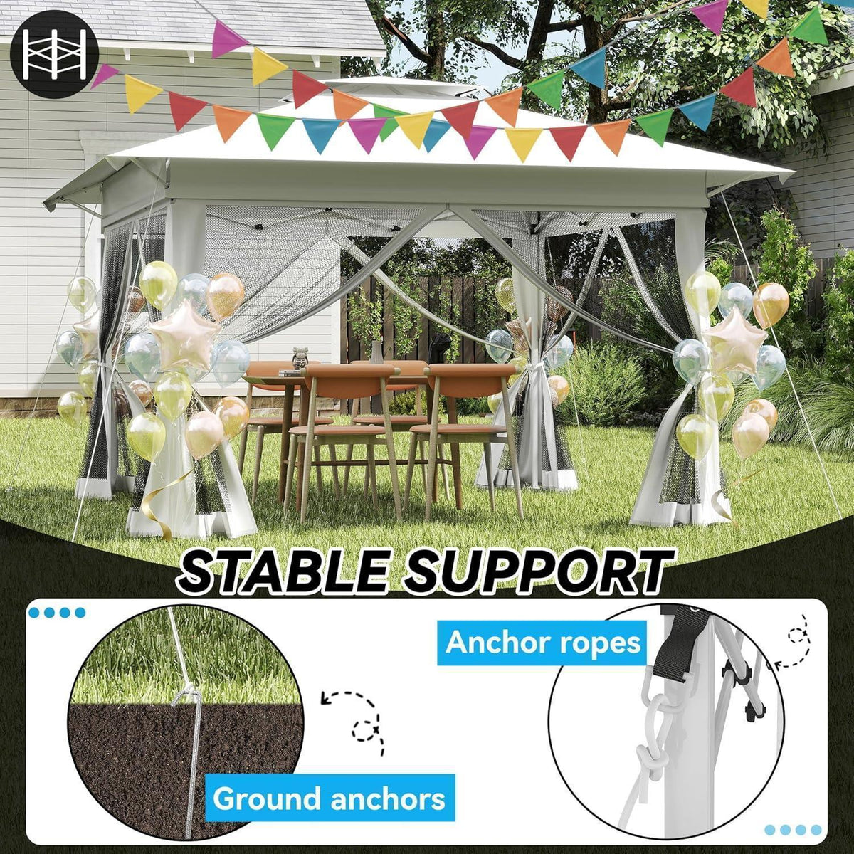 4x4 Pop-up Pavillon mit Moskitonetz & Doppeldach