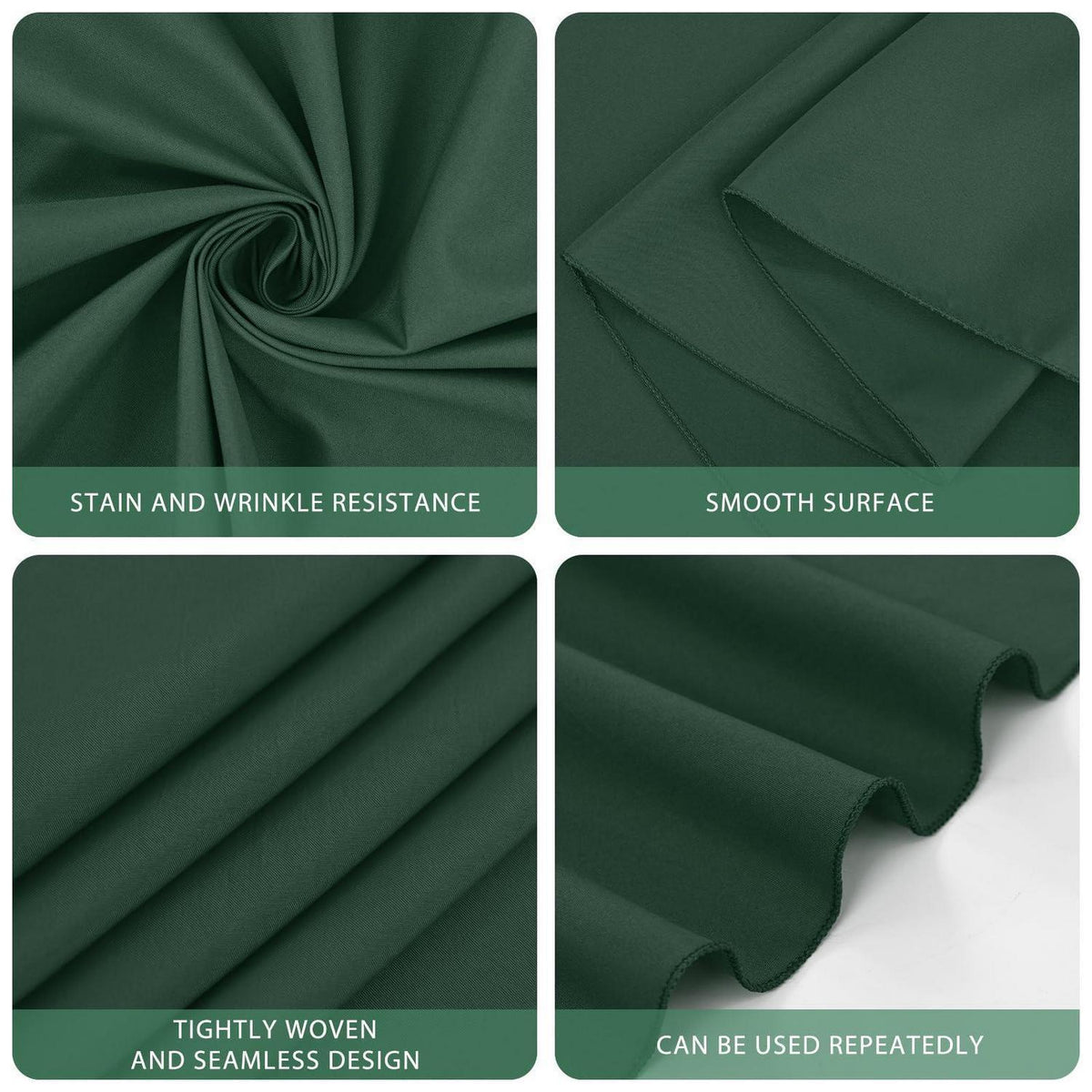 10er-Pack Rundtischdecke 305cm Hunter Green – Fleckenresistente Tischdecke