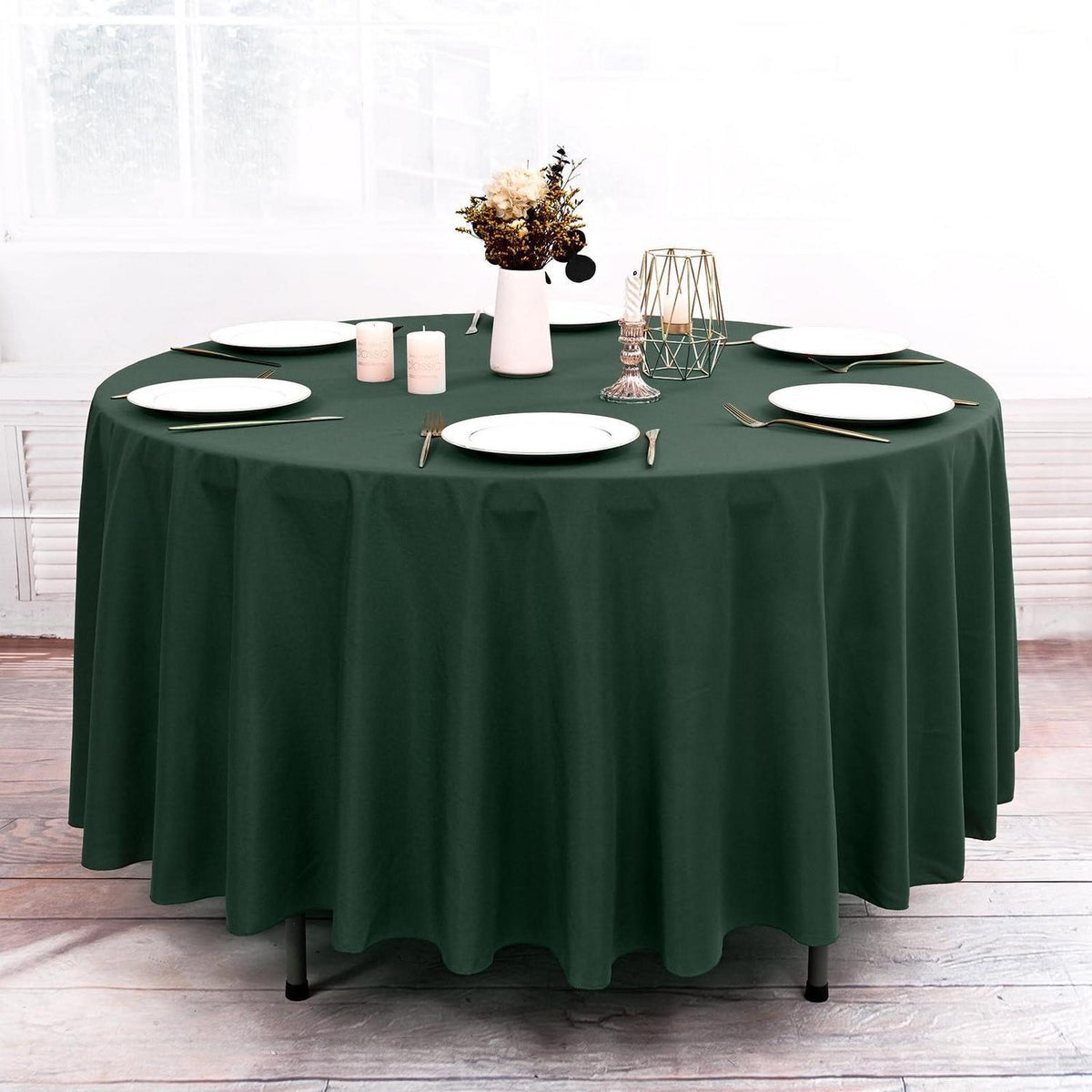 10er-Pack Rundtischdecke 305cm Hunter Green – Fleckenresistente Tischdecke